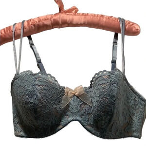 Wacoal Bra Scalloped Lace Trim Blue Size 32D New